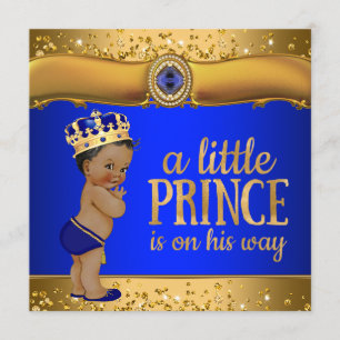 Royal Blue Gold Prince Baby Dusche Einladung