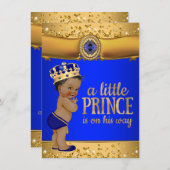 Royal Blue Gold Prince Baby Dusche Einladung (Vorne/Hinten)