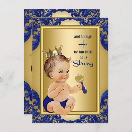 Royal Blue Gold Prince Baby Dusche Einladung (Vorne/Hinten)