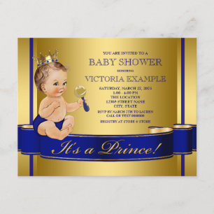 Royal Blue Gold Prince Baby Dusche Einladung