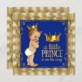 Royal Blue Gold Prince Baby Dusche Einladung (Vorne/Hinten)