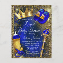 Royal Blue Gold Prince Baby Dusche Einladung
