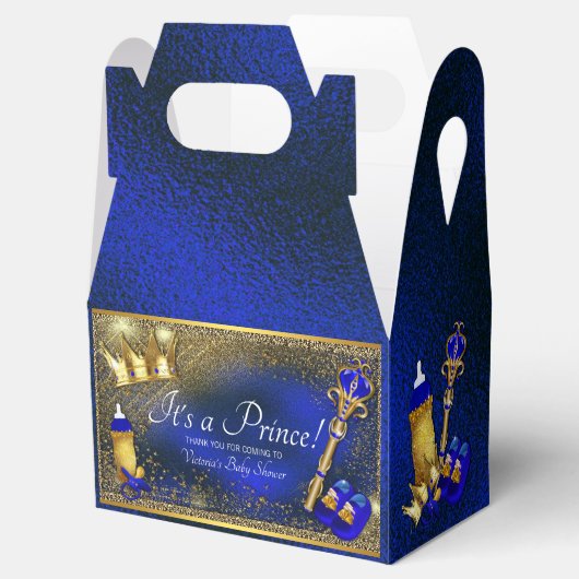 Royal Blue Gold Prince Baby Dusche Geschenkschachtel (Geöffnet)