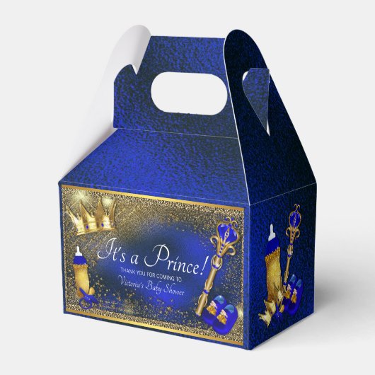 Royal Blue Gold Prince Baby Dusche Geschenkschachtel (Vorderseite)
