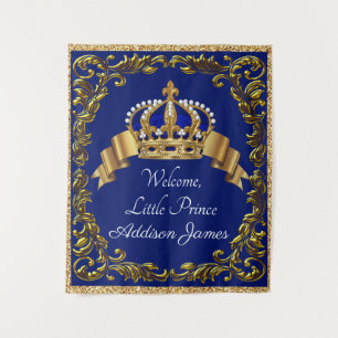 Royal Blue Gold Prince Baby Dusche Hintergrund Wandteppich