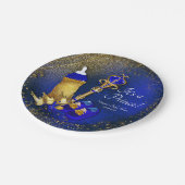 Royal Blue Gold Prince Baby Dusche Pappteller (Schrägansicht)