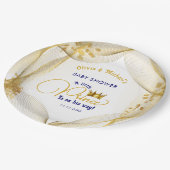 Royal Blue Gold Prince Baby Dusche Pappteller (Schrägansicht)