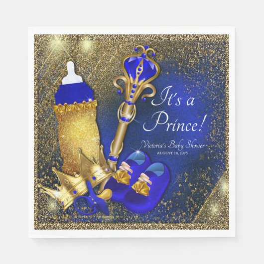 Royal Blue Gold Prince Baby Dusche Serviette (Vorderseite)