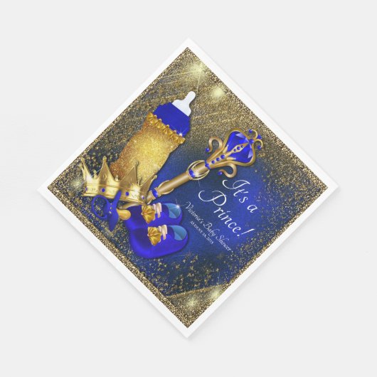 Royal Blue Gold Prince Baby Dusche Serviette (Ecke)