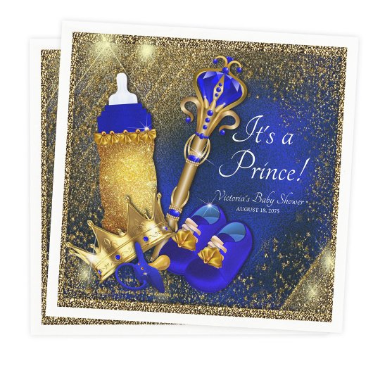 Royal Blue Gold Prince Baby Dusche Serviette