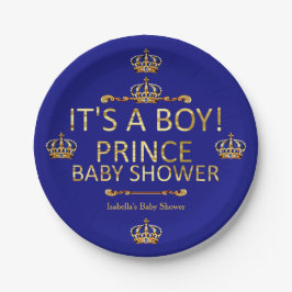 Royal Blue Gold Prince Baby Dusche The A Boy Pappteller