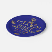 Royal Blue Gold Prince Baby Dusche The A Boy Pappteller (Schrägansicht)