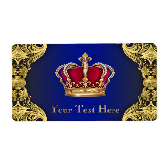 Royal Blue Gold Prince Baby Dusche Wasserflasche (Vorne)