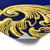 Royal Blue Gold Prince Baby Duschzeichen Poster (Ecke)