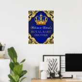 Royal Blue Gold Prince Baby Duschzeichen Poster (Heimbüro)