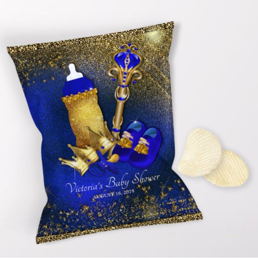 Royal Blue Gold Prince Baby Showbeutel Flyer