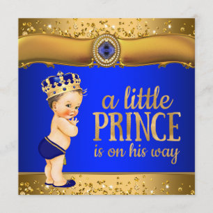 Royal Blue Gold Prince Baby Shower Einladungen