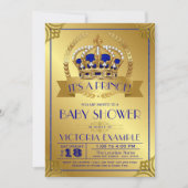 Royal Blue Gold Prince Baby Shower Einladungen (Vorderseite)