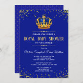 Royal Blue Gold Prince Baby Shower Einladungen (Vorne/Hinten)
