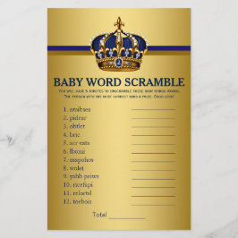 Royal Blue Gold Prince Baby Showspiele Flyer