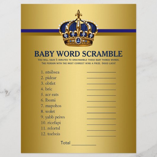 Royal Blue Gold Prince Baby Showspiele Flyer (Vorne)