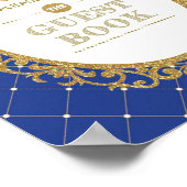 Royal Blue Gold Prince Birthday Guest Book Sign Poster (Ecke)