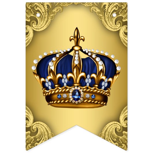 Royal Blue Gold Prince Crown Baby Dusche Wimpelkette (Erste Fahne)