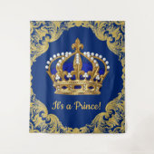 Royal Blue Gold Prince Crown Babydusche Hintergrun Wandteppich (Vorderseite)