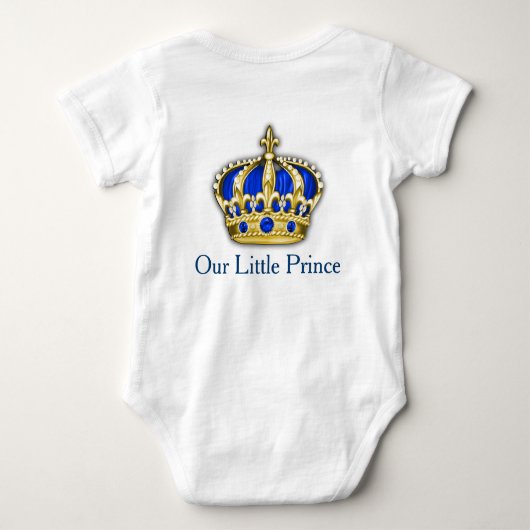 Royal Blue Gold Prince Crown Prince Baby Boy Baby Strampler (Rückseite)