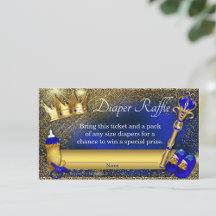 Royal Blue Gold Prince Diaper Raffle Ticket