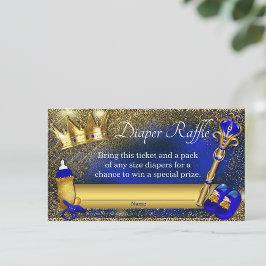 Royal Blue Gold Prince Diaper Raffle Ticket Begleitkarte
