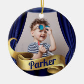 Royal Blue Gold Prince Foto Keramik Ornament (Vorne)