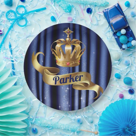 Royal Blue Gold Prince Geburtstag Pappteller (Party)