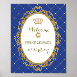 Royal Blue Gold Prince Geburtstagsparty Begrüßungs Poster