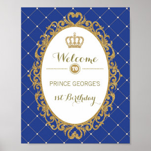 Royal Blue Gold Prince Geburtstagsparty Begrüßungs Poster