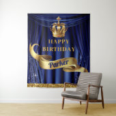 Royal Blue Gold Prince Happy Birthday Wandteppich (Beispiel)
