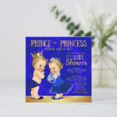 Royal Blue Gold Prince oder Princess Gender Reveal Einladung (Stehend Vorderseite)