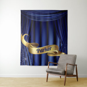 Royal Blue Gold Prince Personalisiert Wandteppich