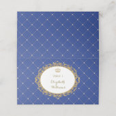 Royal Blue Gold Prince Platzkarte Tischnummer (Außenseite Aufgefaltet)