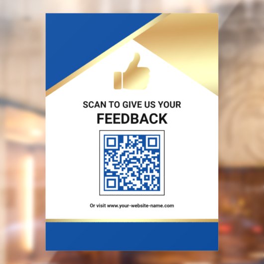 Royal Blue Gold QR-Code Kundenfeedback Bewertung Fensteraufkleber (Blatt 2)