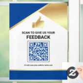 Royal Blue Gold QR-Code Kundenfeedback Bewertung Fensteraufkleber (Zuhause)