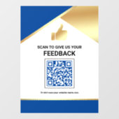 Royal Blue Gold QR-Code Kundenfeedback Bewertung Fensteraufkleber (Blatt)