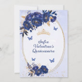 Royal Blue & Gold Quinceañera Einladung (Rückseite)
