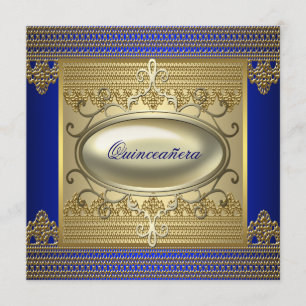 Royal Blue Gold Quinceanera Einladung