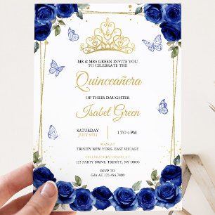Royal Blue Gold Quinceañera Einladung