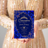 Royal Blue Gold Quinceanera Einladung