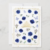 Royal Blue Gold Quinceañera Einladung (Rückseite)