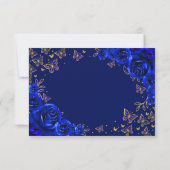 Royal Blue Gold Quinceanera Reply RSVP Karte (Rückseite)
