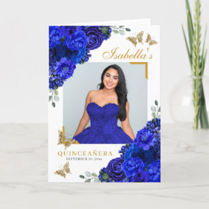 Royal Blue & Gold Quinceanera Tiara Butterfliegen Programm