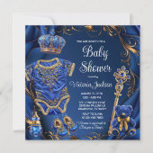 Royal Blue Gold Regal Prince Baby Dusche Einladung (Vorderseite)